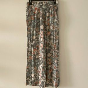 Gray with flowers, Pants with french pockets